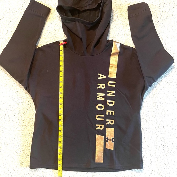 UNDER ARMOUR Oversized Hoodie Sweatshirt in Black with Gold Logo - Medium - Picture 5 of 8